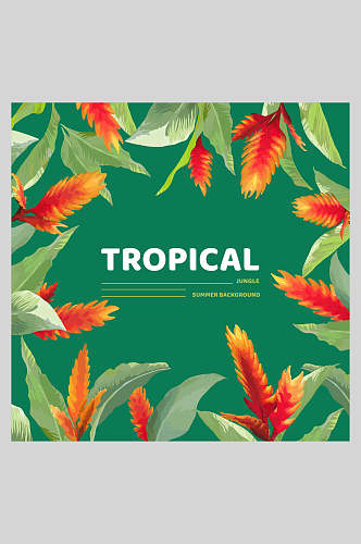 旅游热带雨林树叶花卉海报