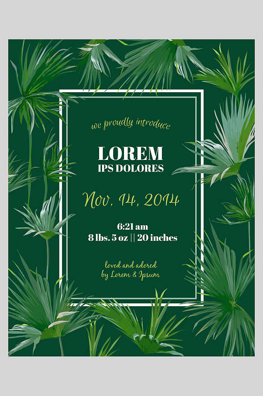 绿油油热带雨林树叶花卉海报