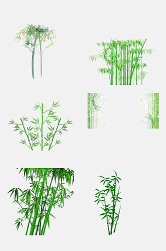 清新绿色翡翠竹子竹叶免抠素材