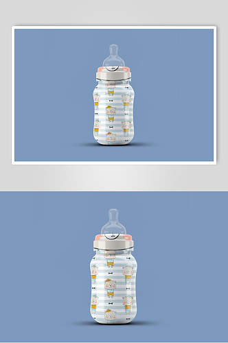 瓶子蓝色创意大气婴儿品牌展示样机