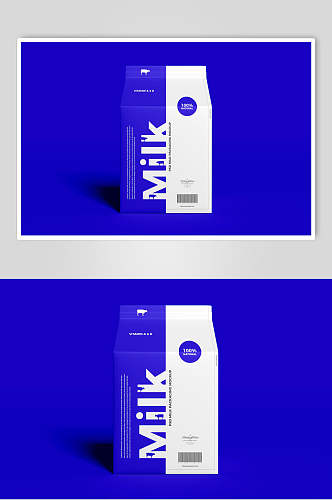 蓝色牛奶盒包装样机