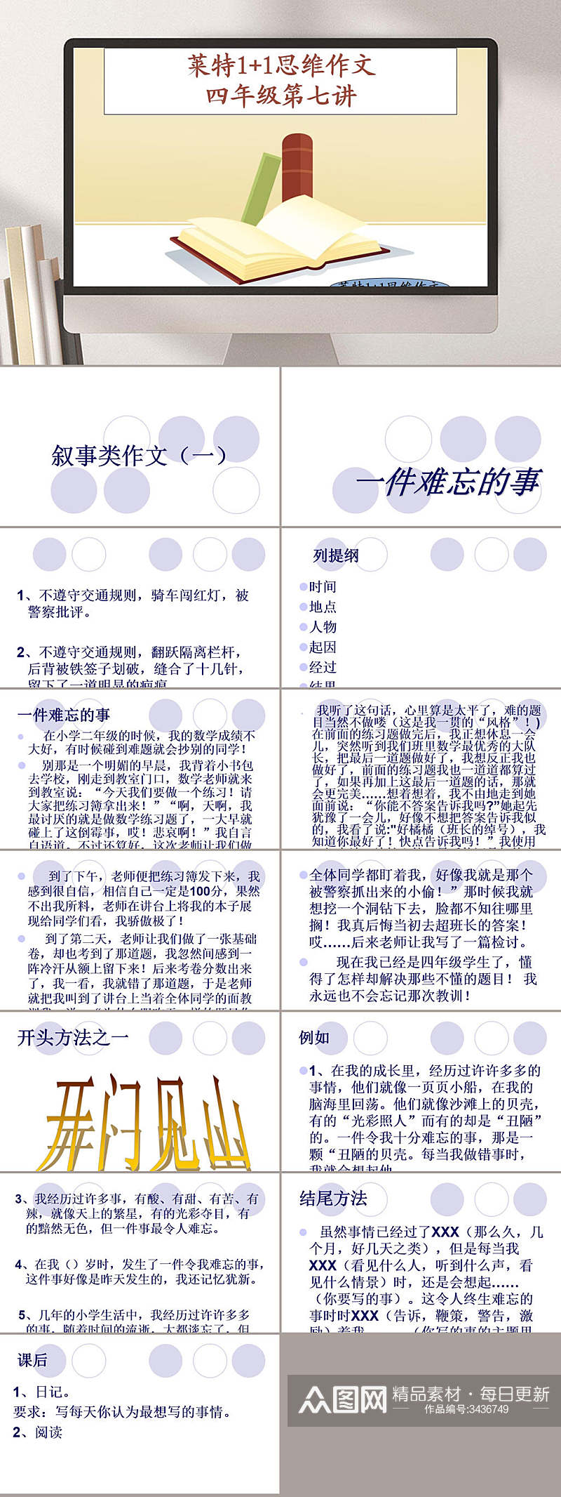 莱特一加一思维作文四年级课件PPT素材