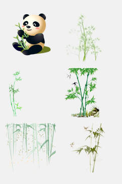植物熊猫竹子竹叶免抠素材