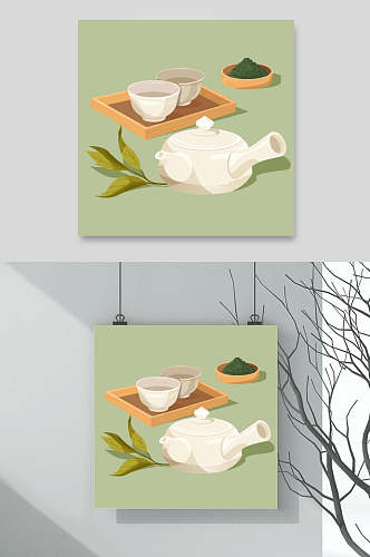 清新茶叶食品手绘美食矢量设计素材