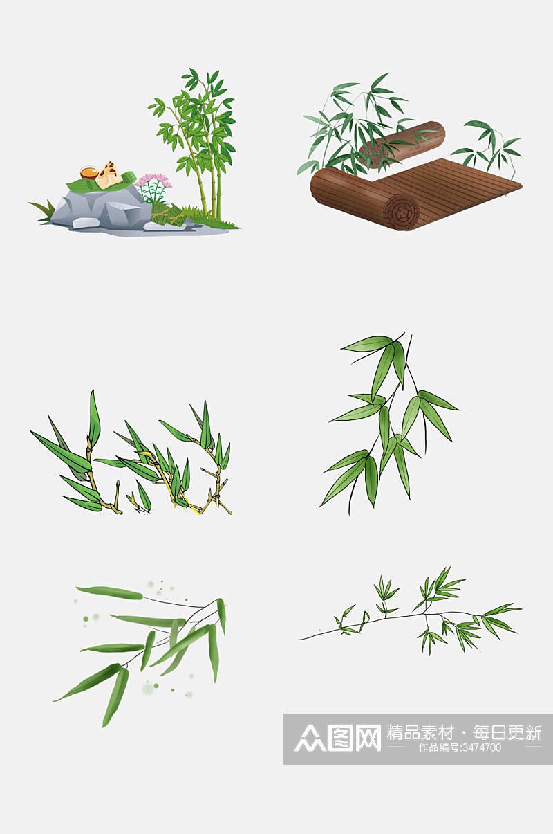 绿叶翡翠竹子竹叶免抠素材素材