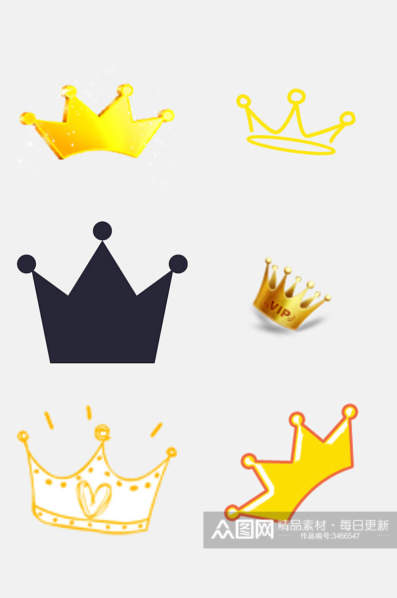 创意卡通公主王子王冠免抠素材素材
