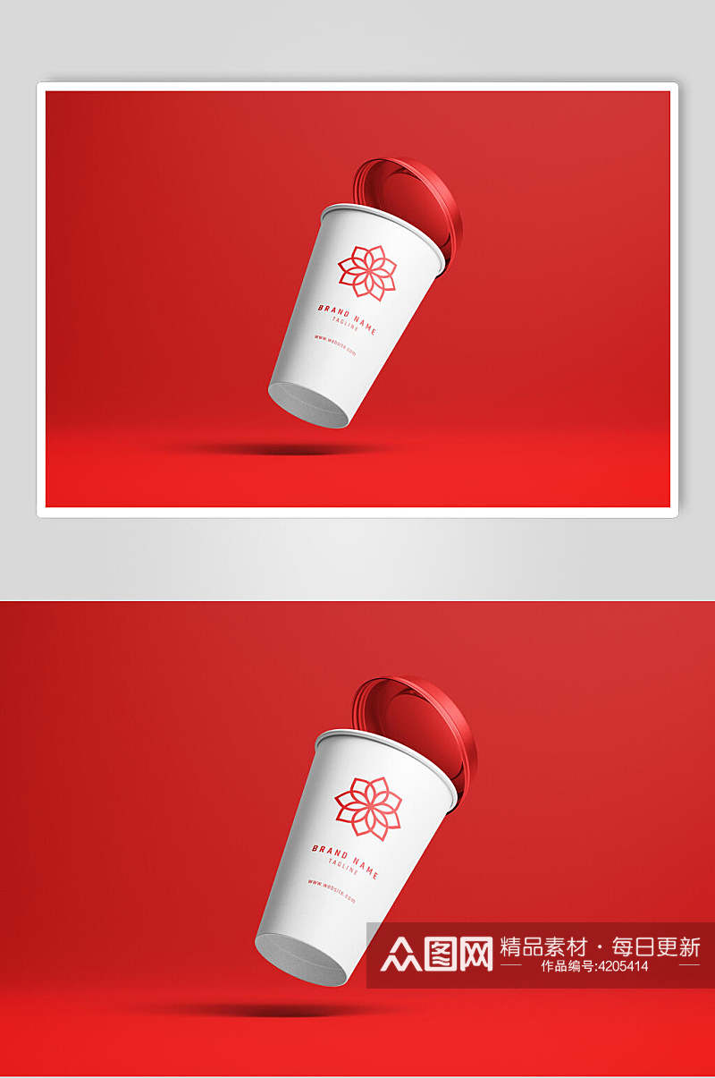 红色杯子包装图案设计展示样机素材