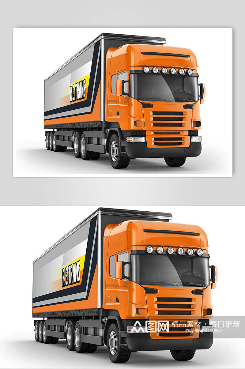 橙色黑色创意大气厢式货车样机素材