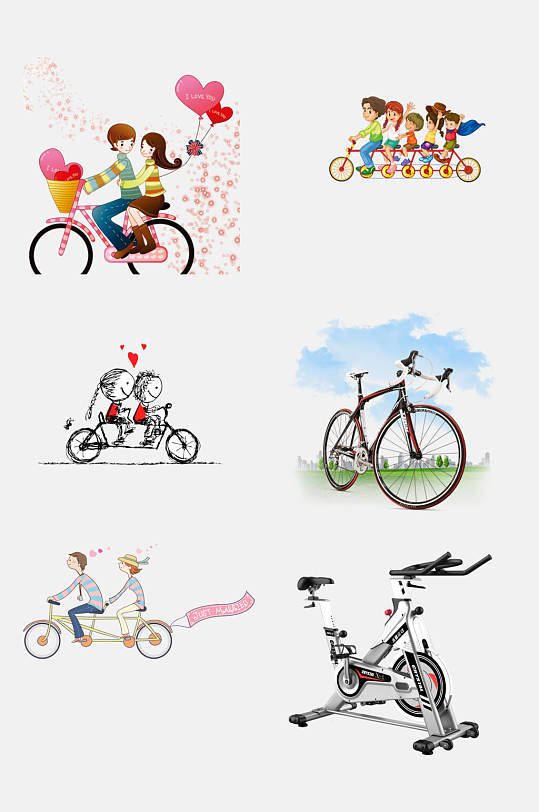 清新浪漫唯美自行车免抠素材