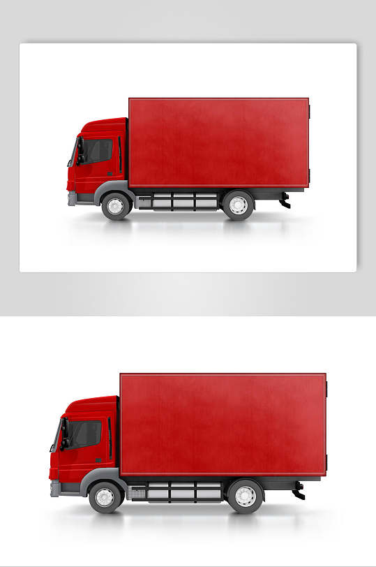 红色简约侧面车身厢式货车样机