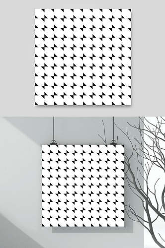 正方形黑白几何图形矢量素材