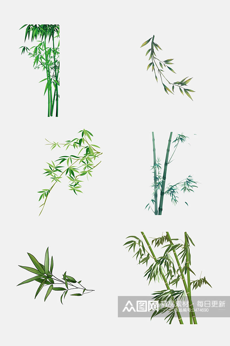 简约大气翡翠竹子竹叶免抠素材素材