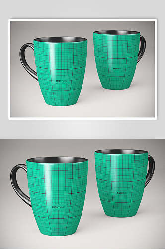 线条绿色创意高端简约杯子样机