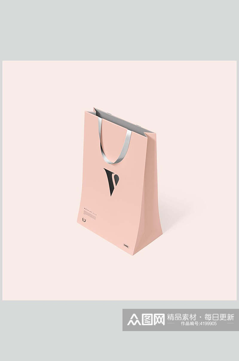 图标粉色创意大气包装盒手提袋样机素材