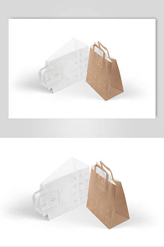 黄白创意大气包装盒手提袋样机