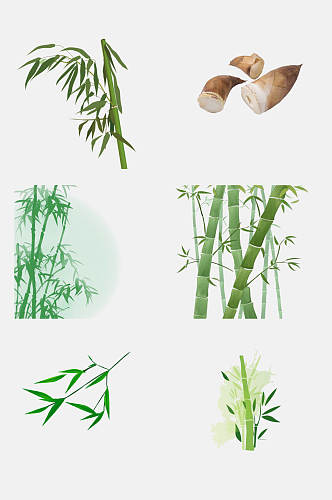 绿色植物翡翠竹子竹叶免抠素材