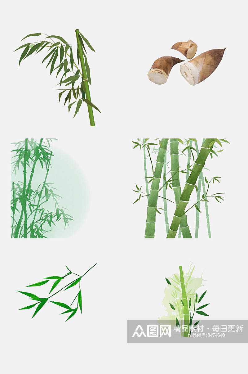 绿色植物翡翠竹子竹叶免抠素材素材