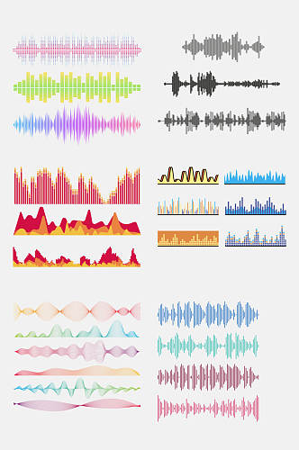 彩色声波几何图案免抠素材