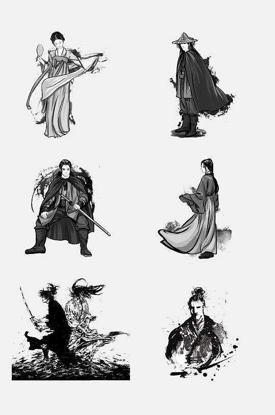 精美武侠人物免抠元素