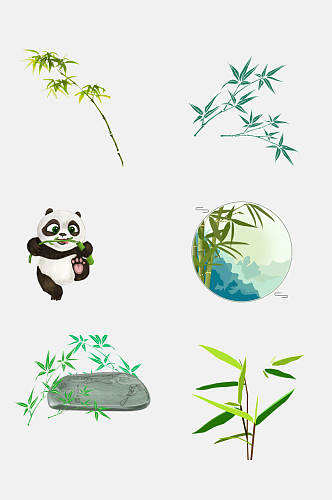 绿色植物熊猫竹子竹叶免抠素材