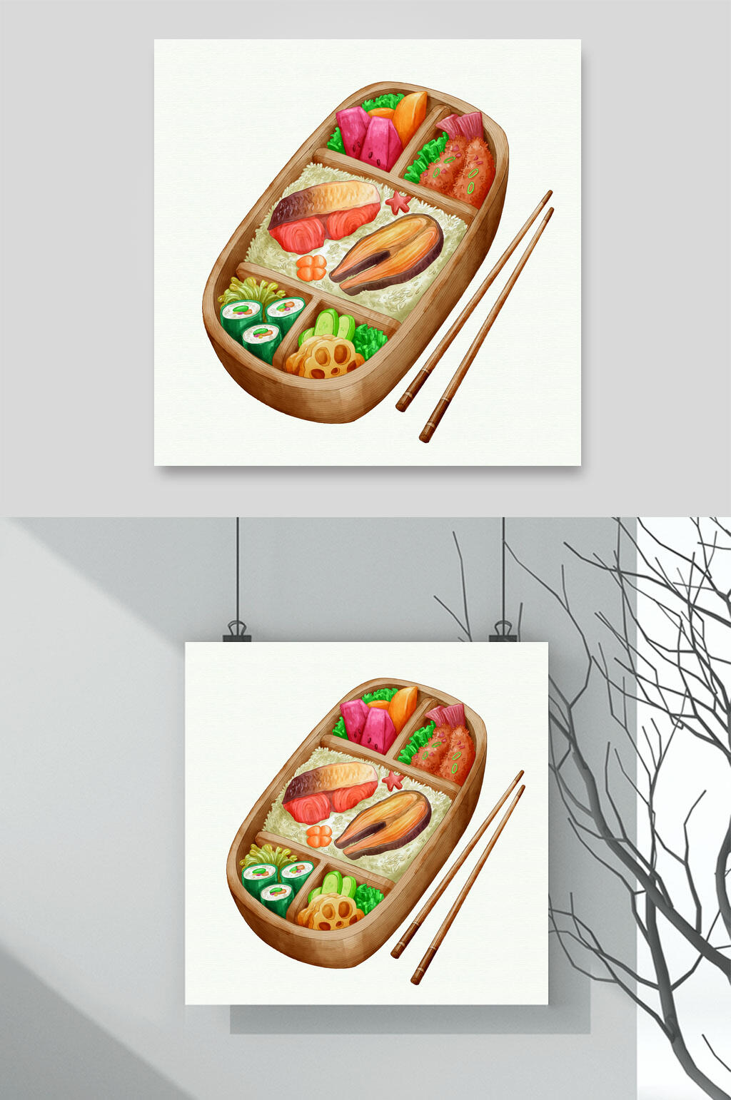 寿司手绘美食矢量设计素材素材
