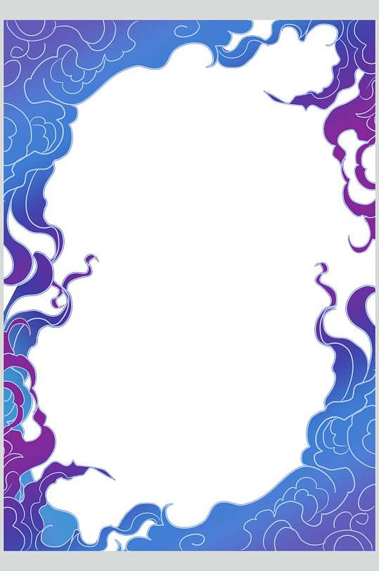 祥云蓝色国潮新年边框素材