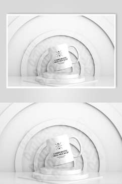 白色杯子包装图案设计展示样机
