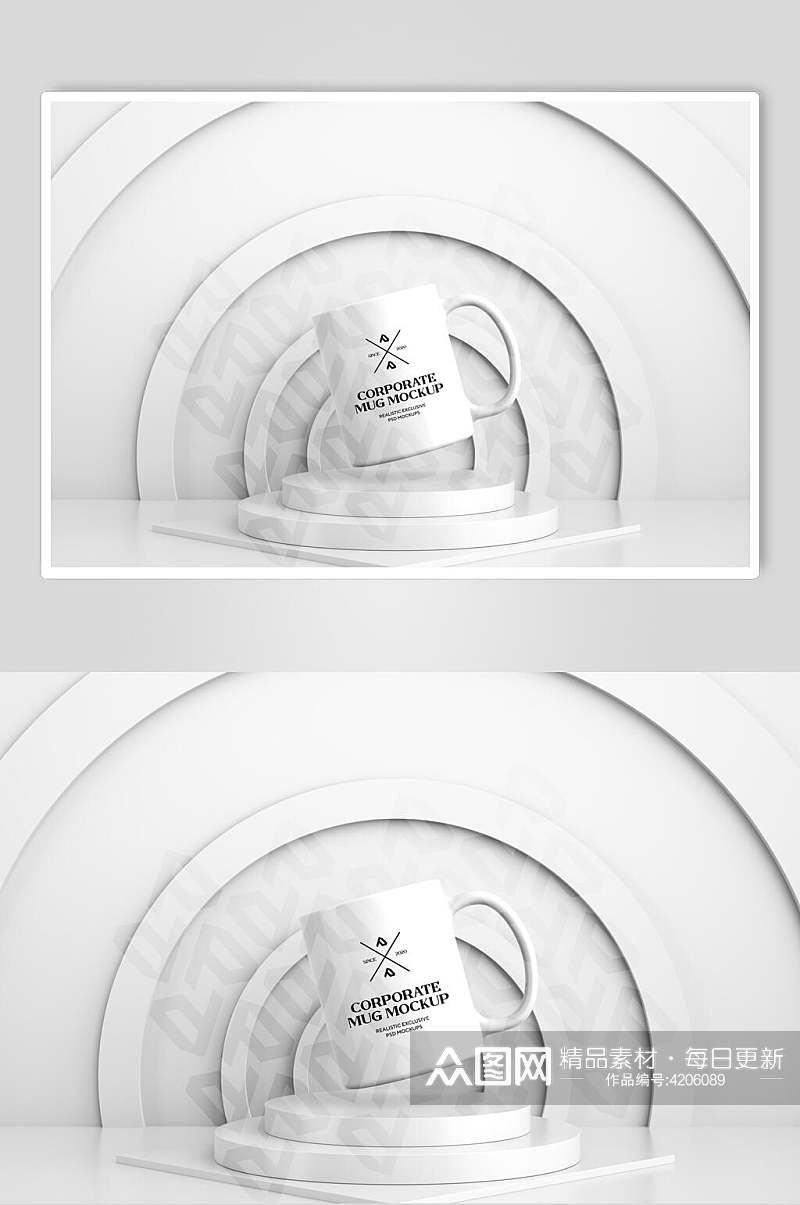 白色杯子包装图案设计展示样机素材
