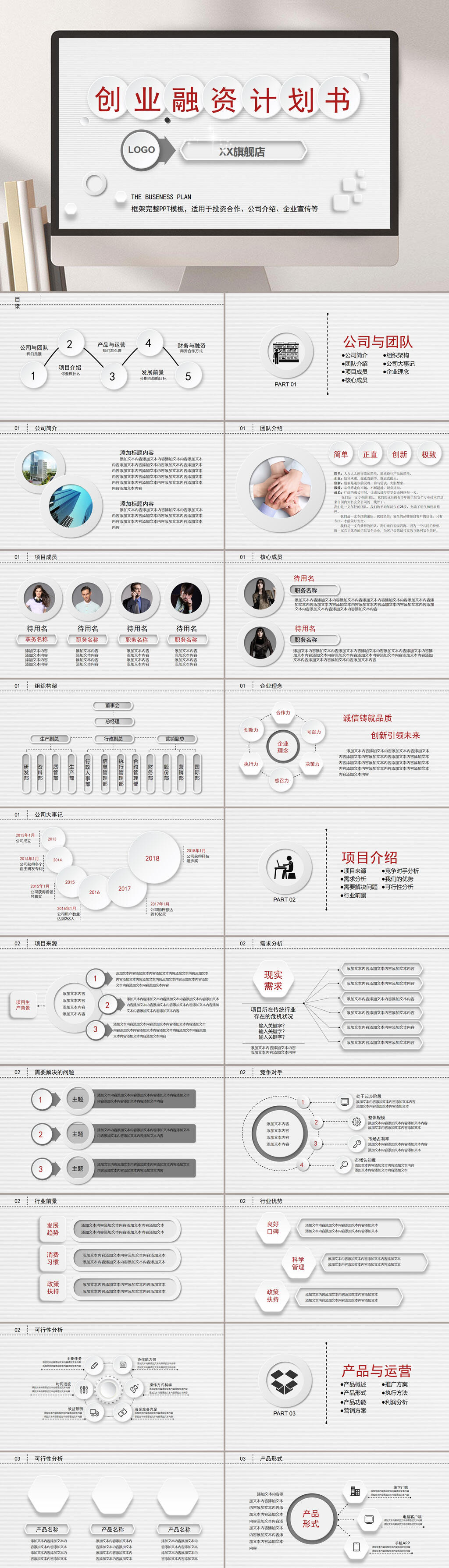 简约大气商业计划书汇报PPT素材