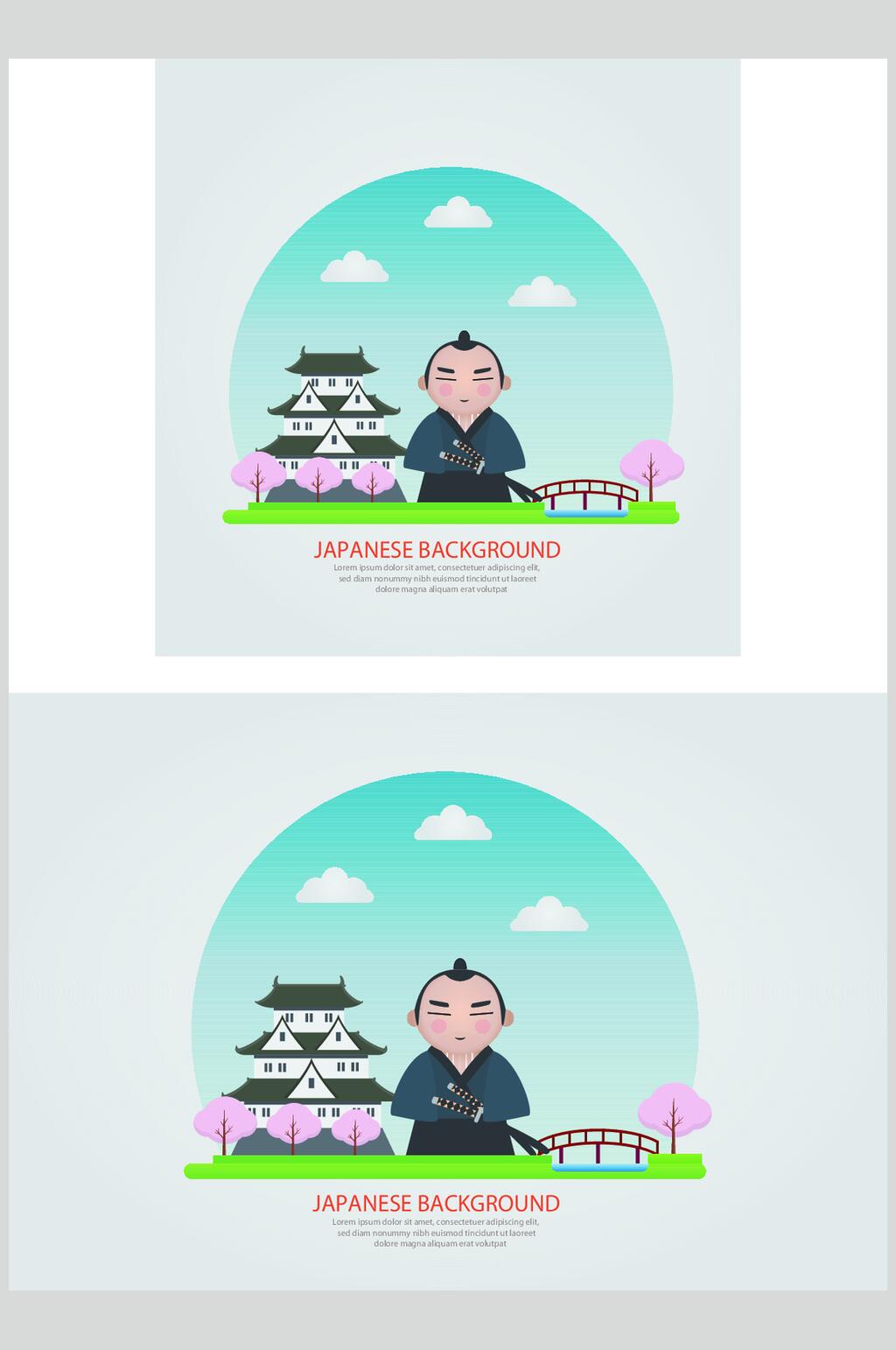武士日本文化建筑矢量素材素材