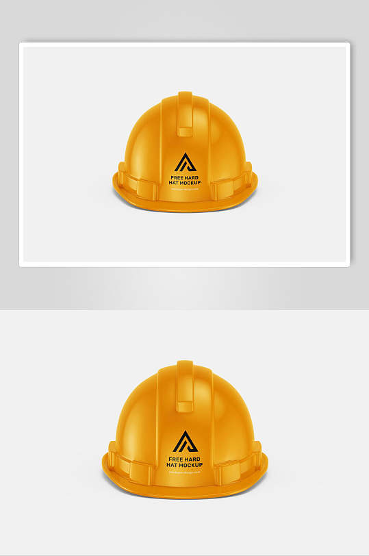 黄色图标创意大气简约风安全帽样机-众图网