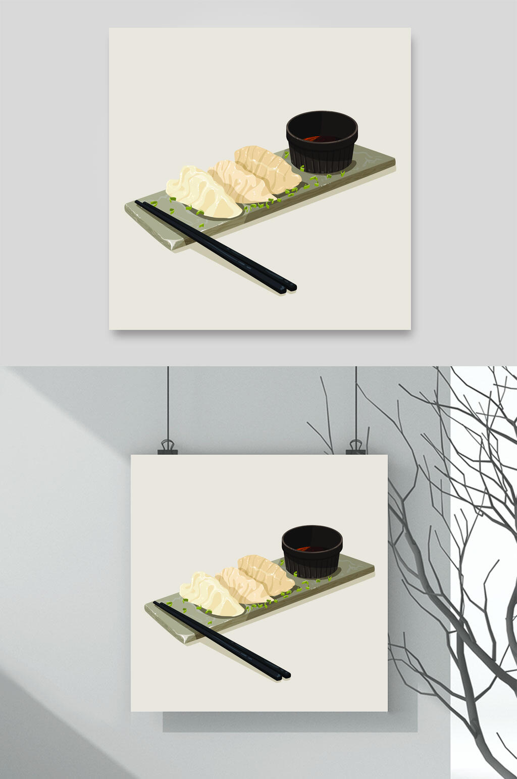 饺子手绘美食矢量素材素材