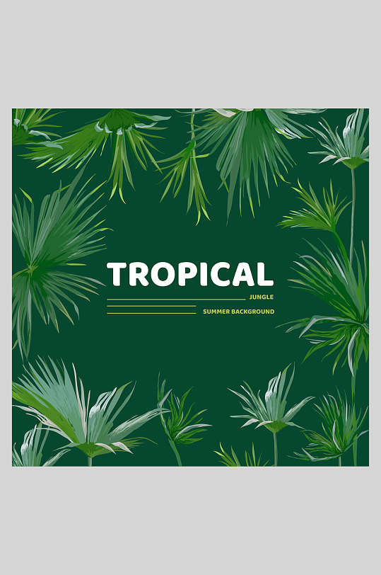 热带雨林树叶花卉海报