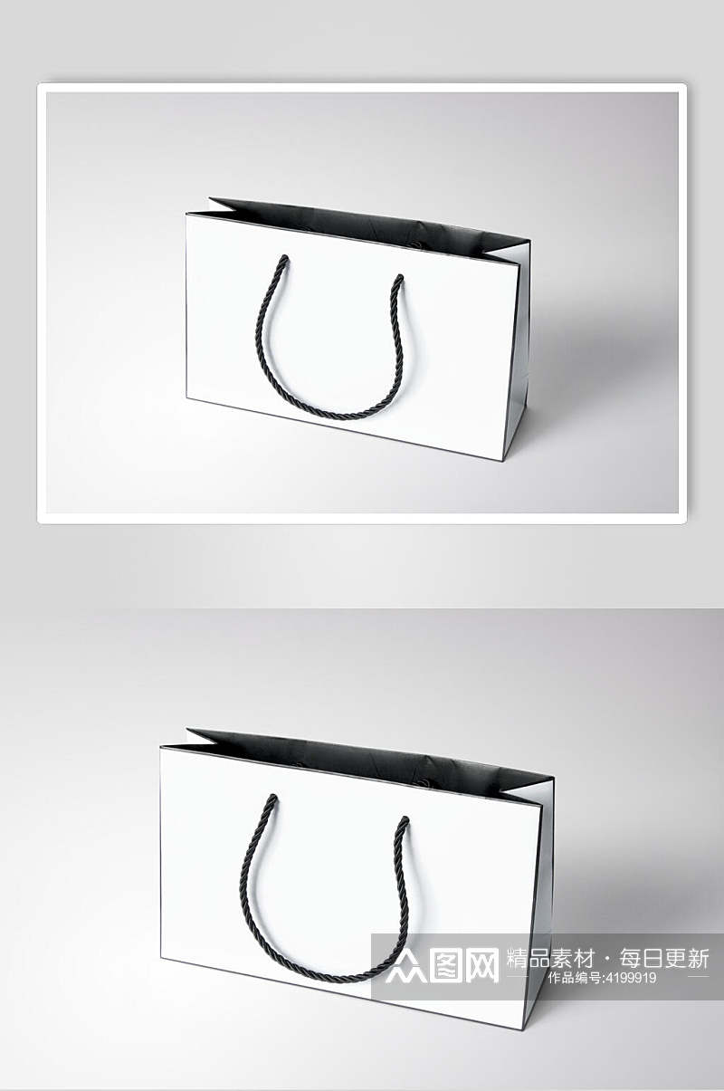 黑白简约创意大气包装盒手提袋样机素材