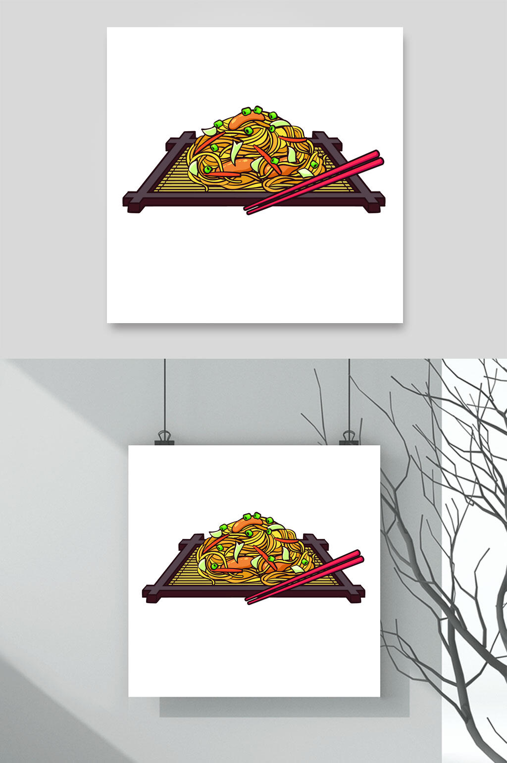 烤鱼手绘美食矢量素材素材