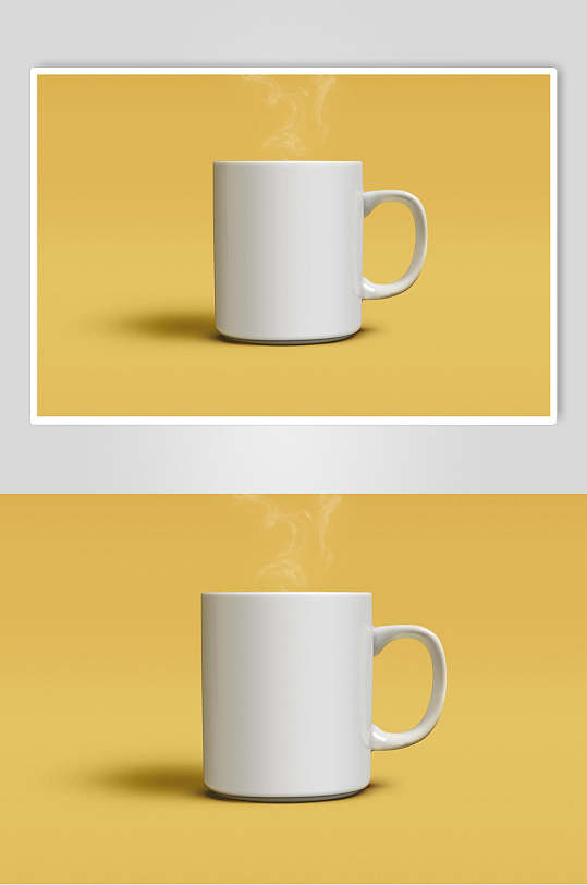 黄色品牌设计杯子样机