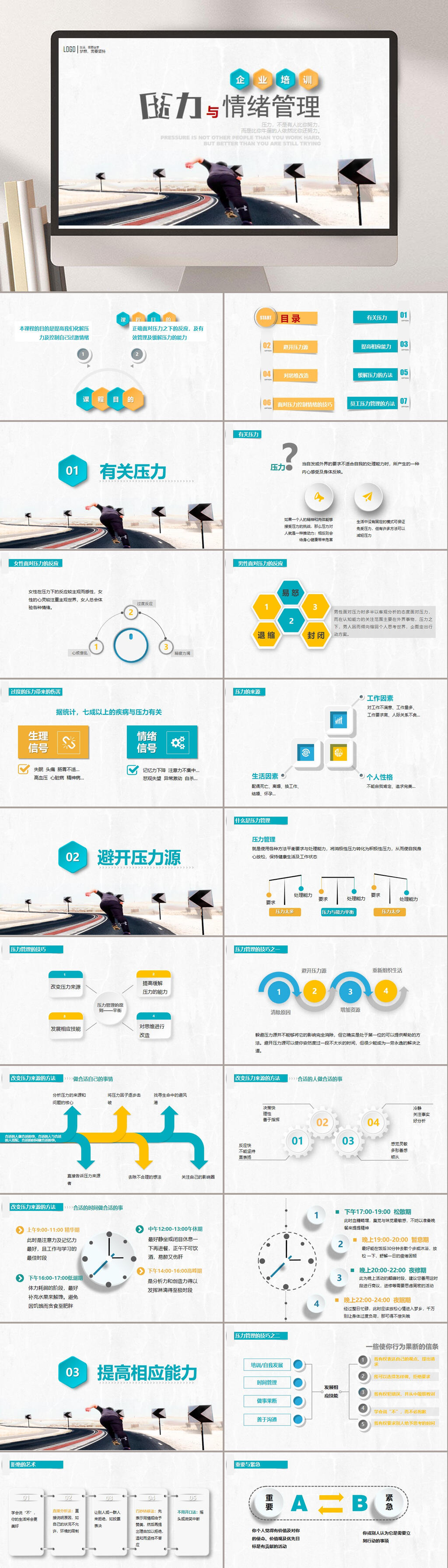 简约压力与情绪管理PPT素材