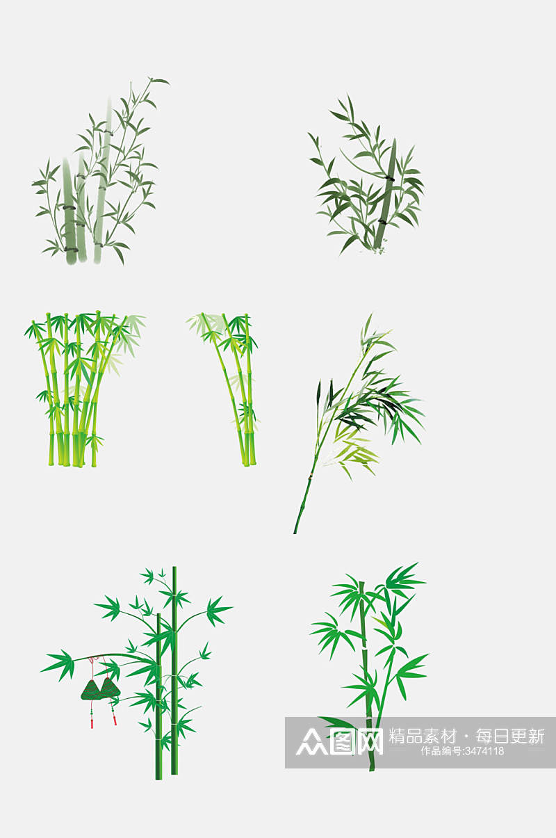 清新绿色熊猫竹子竹叶免抠素材素材