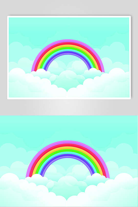 云朵时尚创意大气彩虹插画矢量素材