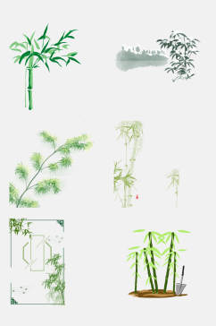 简约植物熊猫竹子竹叶免抠设计素材
