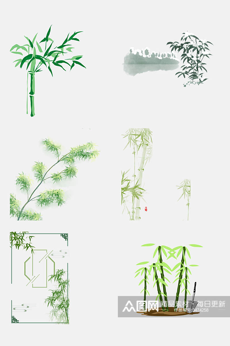 简约植物熊猫竹子竹叶免抠设计素材素材