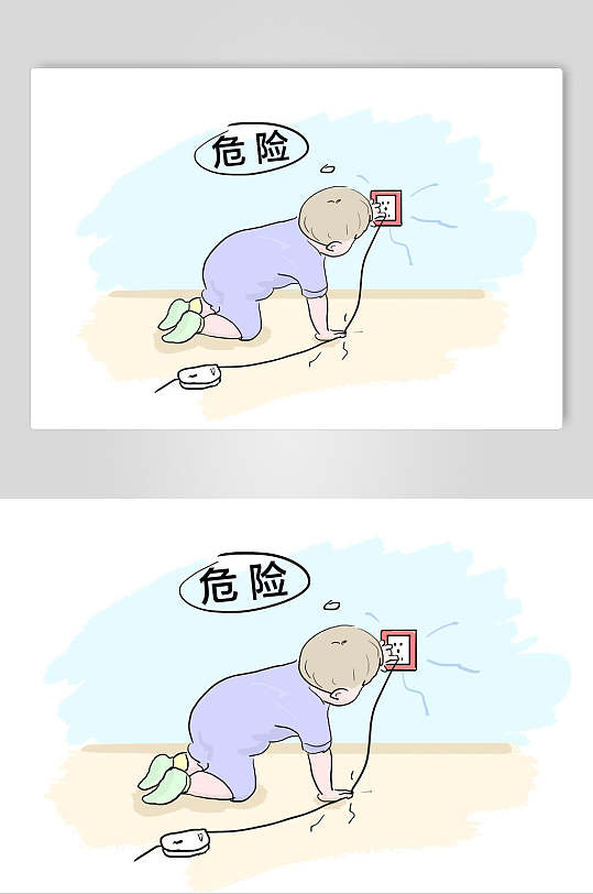 危险插座高端创意安全用电漫画素材