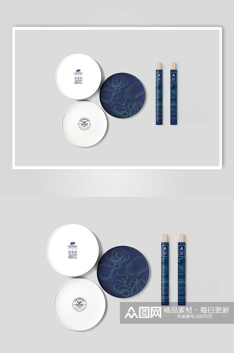 圆形筷子创意高端餐饮标志VI样机素材