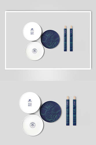 圆形筷子创意高端餐饮标志VI样机