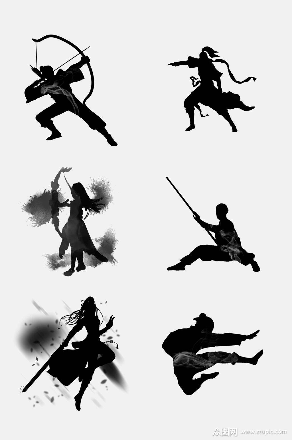 中国风高端武侠人物免抠元素素材