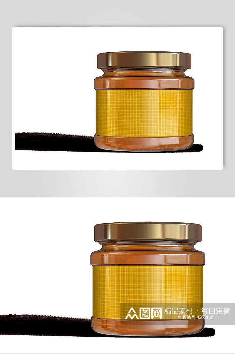 圆形创意玻璃罐蜂蜜罐样机素材