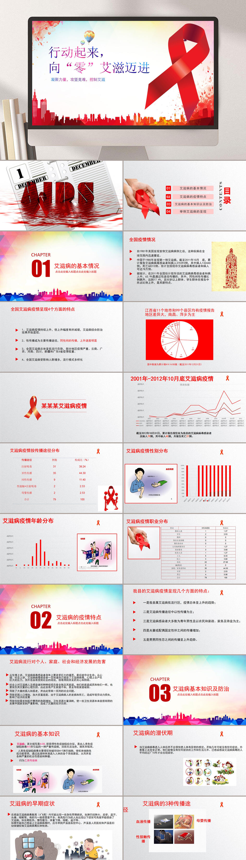 行动起来世界艾滋病日PPT素材