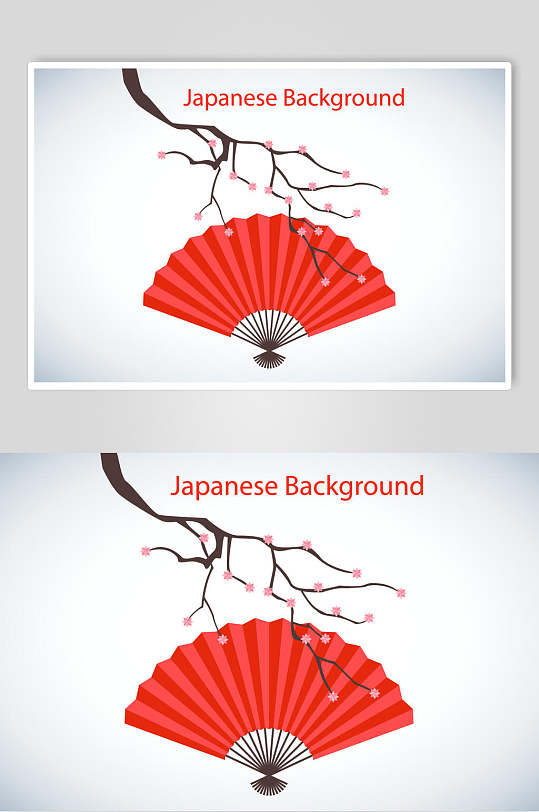 红扇子日本文化建筑矢量素材
