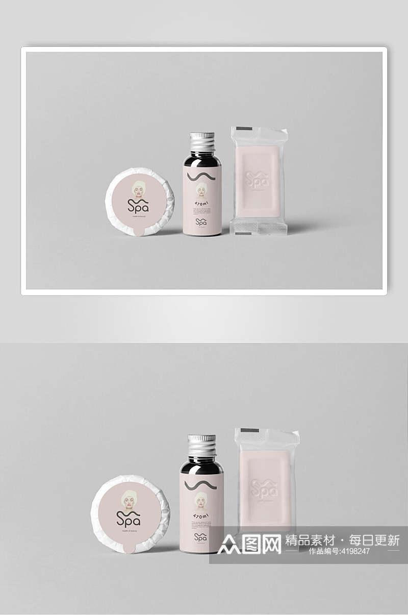 瓶子粉灰创意大气品牌酒店VI样机素材