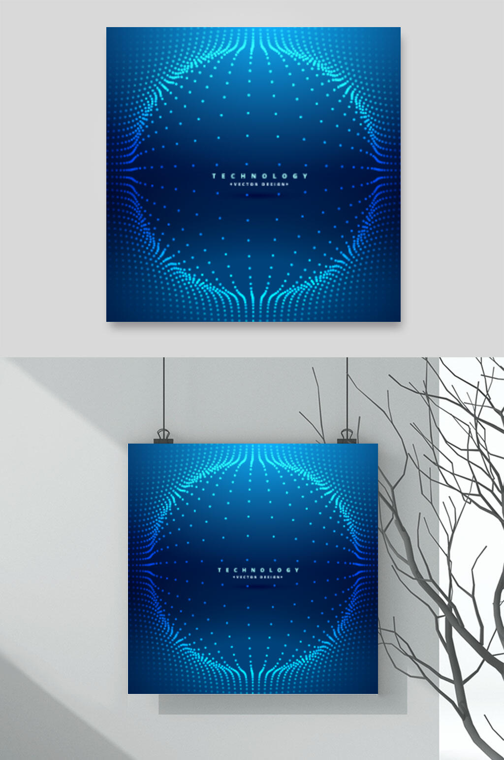 蓝色粒子球形矢量素材素材